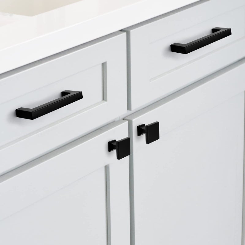 homdiy 25 Pack Black Cabinet Knobs Matte Black Square Dresser Drawer Knobs Zinc Alloy Kitchen Cabinet Hardware - Image 5